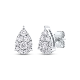 Multi-Diamond Pear-Shaped Stud Earrings 1/2 ct tw 10K White Gold