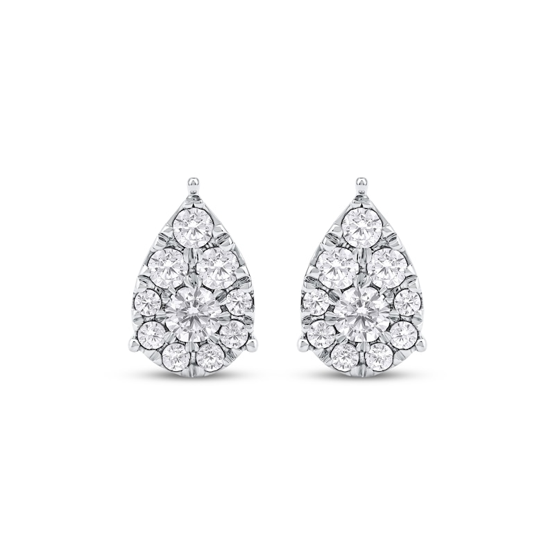 Main Image 2 of Multi-Diamond Pear-Shaped Stud Earrings 1/2 ct tw 10K White Gold