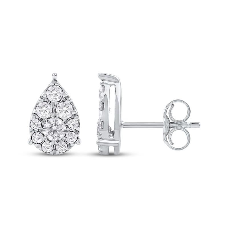 Main Image 3 of Multi-Diamond Pear-Shaped Stud Earrings 1/2 ct tw 10K White Gold