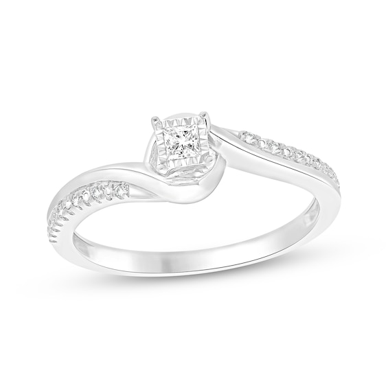 Princess-Cut Diamond Bypass Promise Ring 1/10 ct tw Sterling Silver