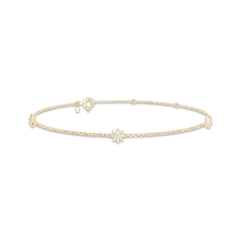 Main Image 1 of Diamond Sun Anklet 1/8 ct tw 10K Yellow Gold 10&quot;