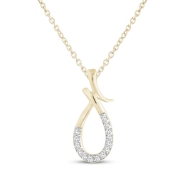 Diamond Bypass Teardrop Necklace 1/15 ct tw 10K Yellow Gold 18&quot;