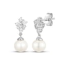 Thumbnail Image 1 of Cultured Pearl & White Lab-Created Sapphire Dangle Earrings Sterling Silver