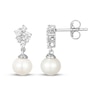 Thumbnail Image 3 of Cultured Pearl & White Lab-Created Sapphire Dangle Earrings Sterling Silver