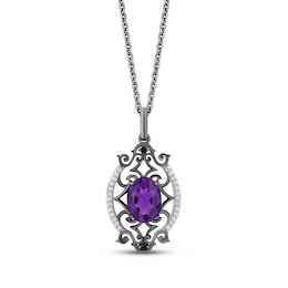 Disney Treasures The Nightmare Before Christmas Oval-Cut Amethyst & Diamond Necklace 1/15 ct tw Sterling Silver