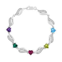 Color Stone Sterling Silver Family Bracelet