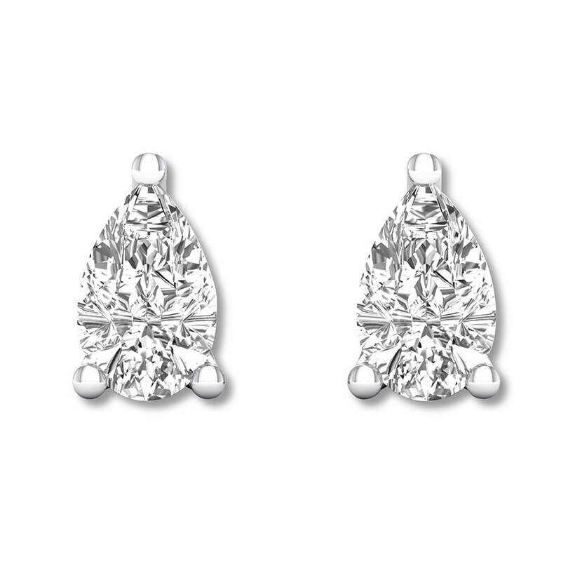 Pear Shaped Diamond Solitaire Earrings 1 2 Ct Tw 14k White Gold