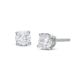 Diamond Solitaire Stud Earrings 1/3 ct tw Round-cut 14K White Gold (I/I2)