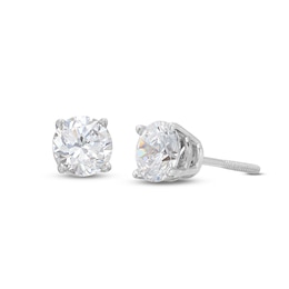 Diamond Solitaire Stud Earrings 1-1/5 ct tw Round-cut 14K White Gold (J/I3)