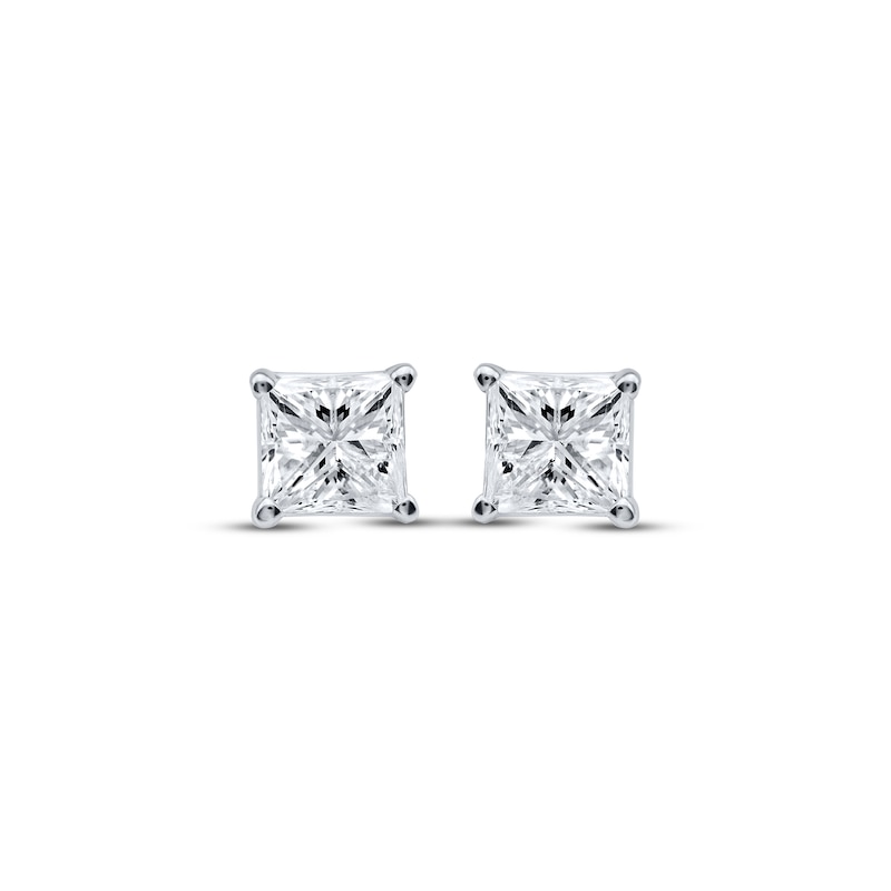 Diamond Solitaire Stud Earrings 7/8 ct tw Princess-cut 14K White Gold ...