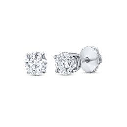 Diamond Solitaire Stud Earrings 7/8 ct tw Round-cut 14K White Gold (J/I3)