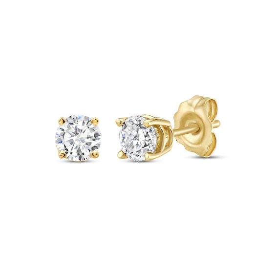 Diamond Solitaire Stud Earrings 5/8 ct tw Round-cut 14K Yellow Gold (J/I3)