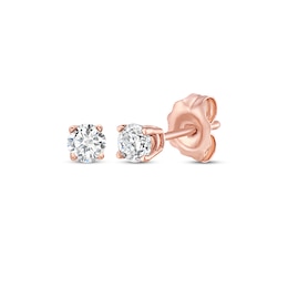 Diamond Solitaire Stud Earrings 1/5 ct tw Round-cut 14K Rose Gold (J/I3)