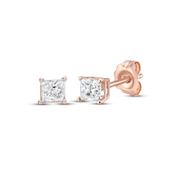 Diamond Solitaire Stud Earrings 3/8 ct tw Princess-cut 14K Rose Gold (J/I3)