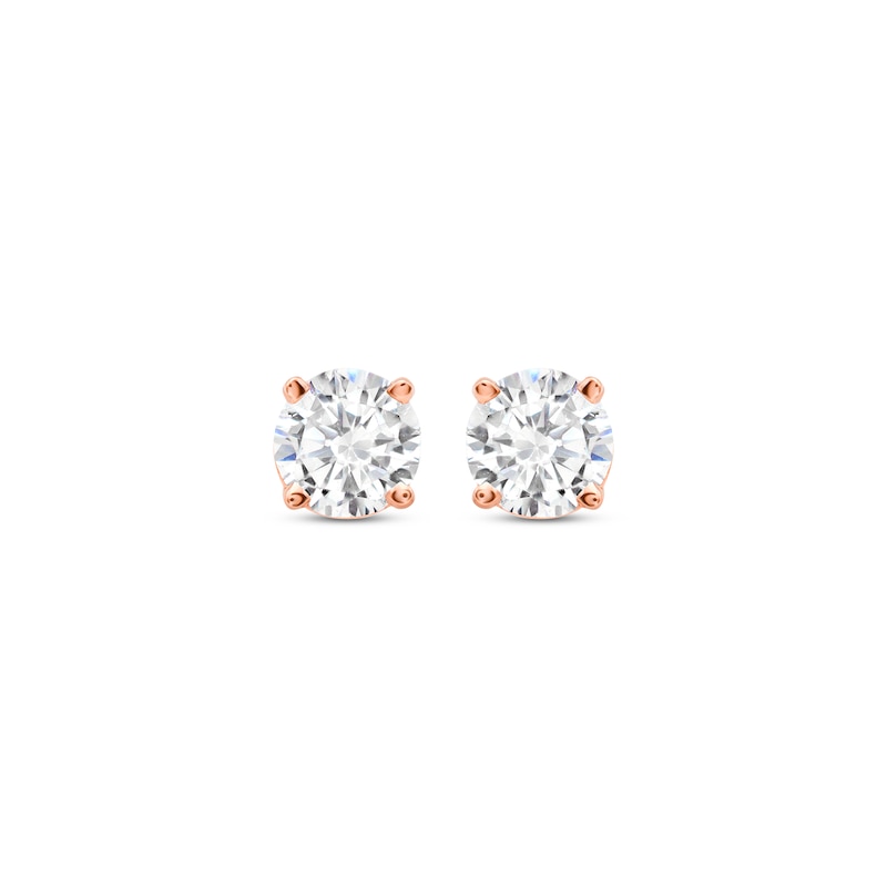 Main Image 2 of Diamond Solitaire Stud Earrings 5/8 ct tw Round-cut 14K Rose Gold (J/I3)