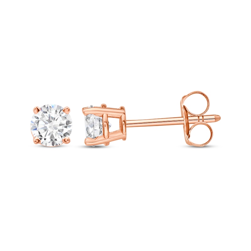 Main Image 3 of Diamond Solitaire Stud Earrings 5/8 ct tw Round-cut 14K Rose Gold (J/I3)