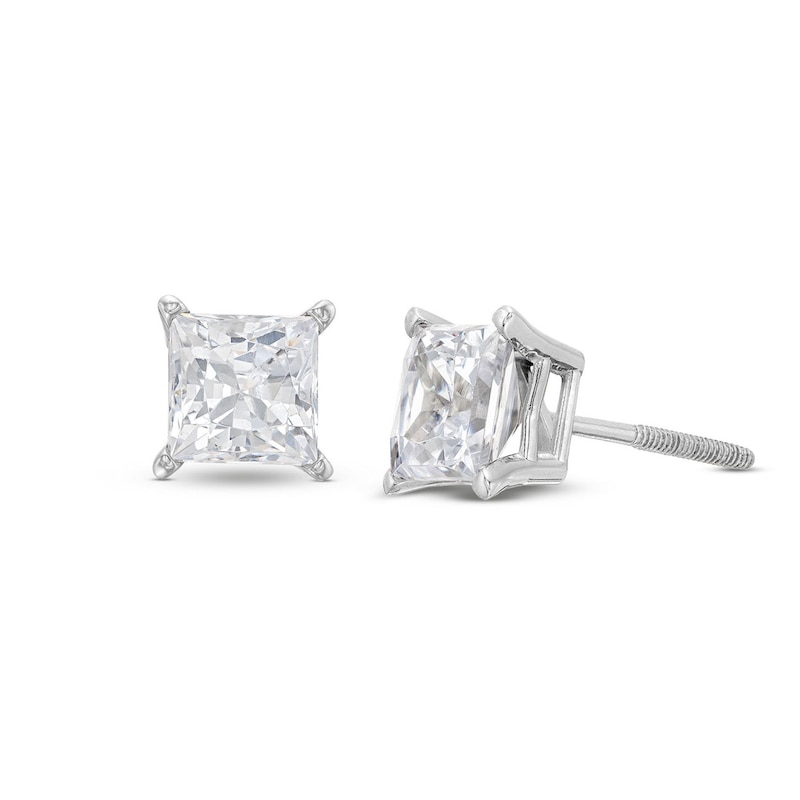 Main Image 1 of Lab-Grown Diamonds by KAY Princess-Cut Solitaire Stud Earrings 2 ct tw 14K White Gold (F/VS2)