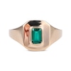 Thumbnail Image 3 of Emerald-Cut Lab-Created Emerald Signet Ring 10K Yellow Gold