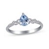 Thumbnail Image 1 of Pear-Shaped Aquamarine & Diamond Accent Ring Sterling Silver