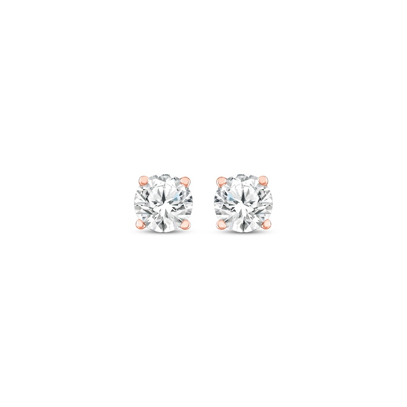 Main Image 2 of Round-Cut Diamond Solitaire Stud Earrings 1/10 ct tw 14K Rose Gold (I/I2)