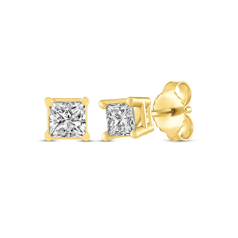 Princess-Cut Diamond Solitaire Stud Earrings 1/4 ct tw 14K Yellow Gold ...