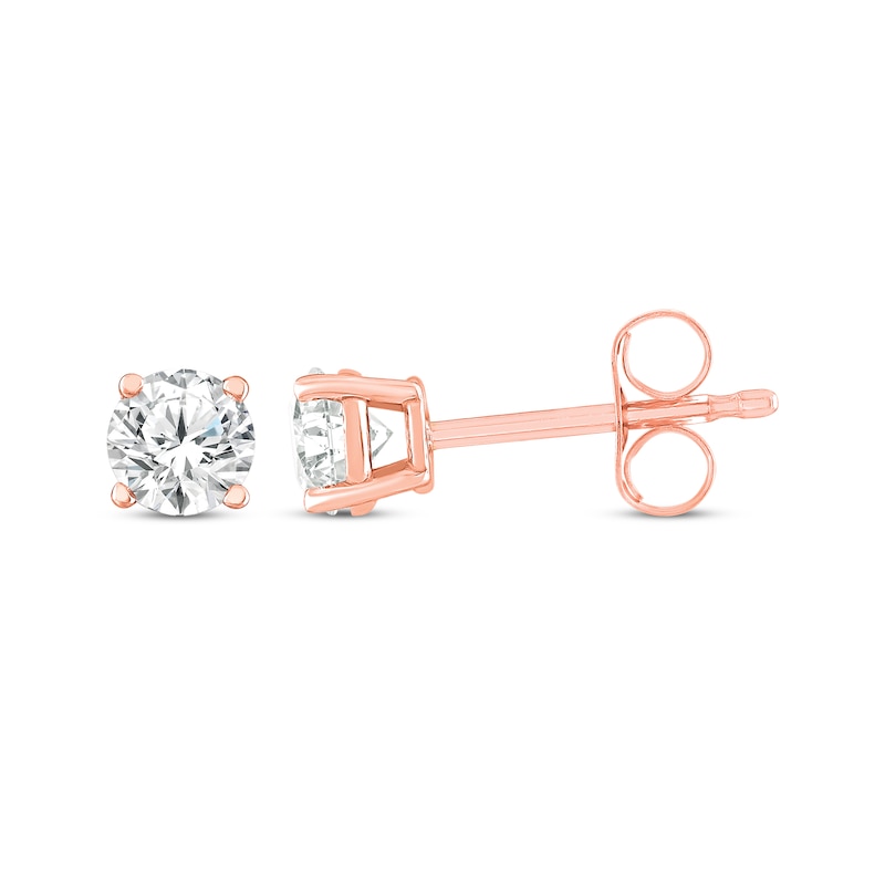 Round-Cut Diamond Solitaire Stud Earrings 1/3 ct tw 14K Rose Gold (I/I2 ...