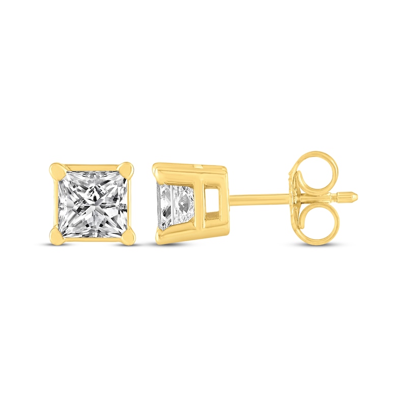 Princess-Cut Diamond Solitaire Stud Earrings 1/2 ct tw 14K Yellow Gold (I/I2)