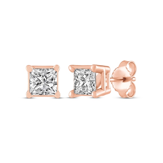 Princess-Cut Diamond Solitaire Stud Earrings 1/2 ct tw 14K Rose Gold (I/I2)