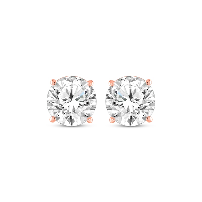 Main Image 2 of Round-Cut Diamond Solitaire Stud Earrings 1 ct tw 14K Rose Gold (I/I2)