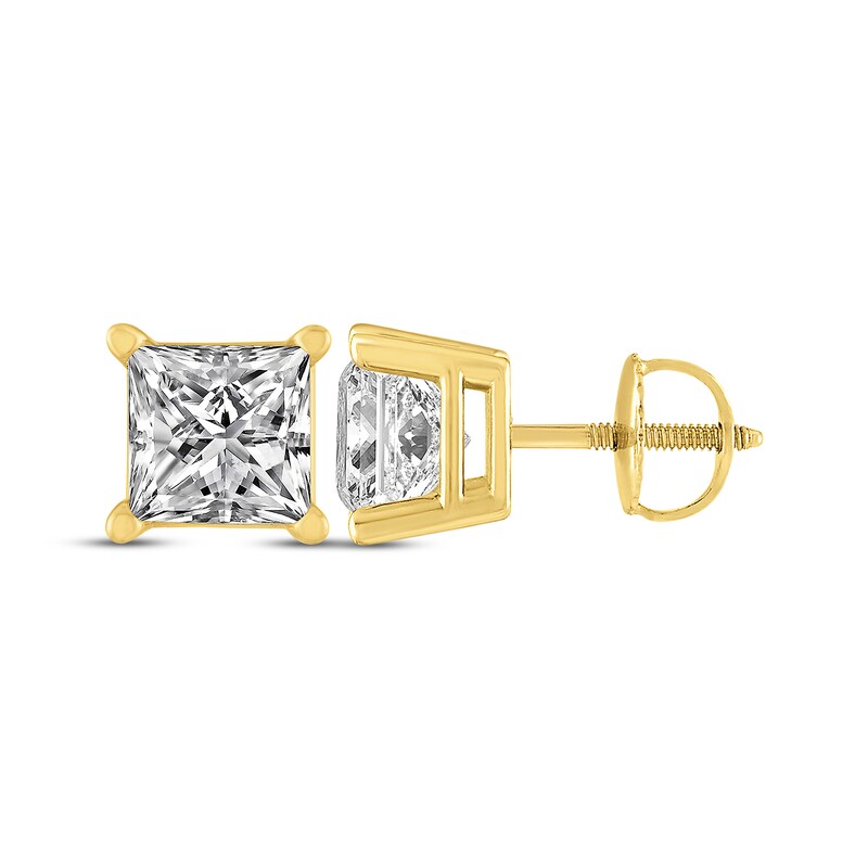 Princess-Cut Diamond Solitaire Stud Earrings 1 ct tw 14K Yellow Gold (I/I2)