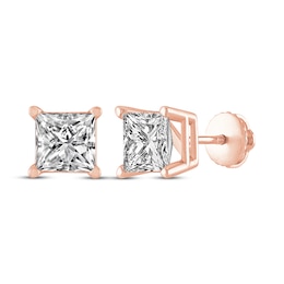 Princess-Cut Diamond Solitaire Stud Earrings 1 ct tw 14K Rose Gold (I/I2)