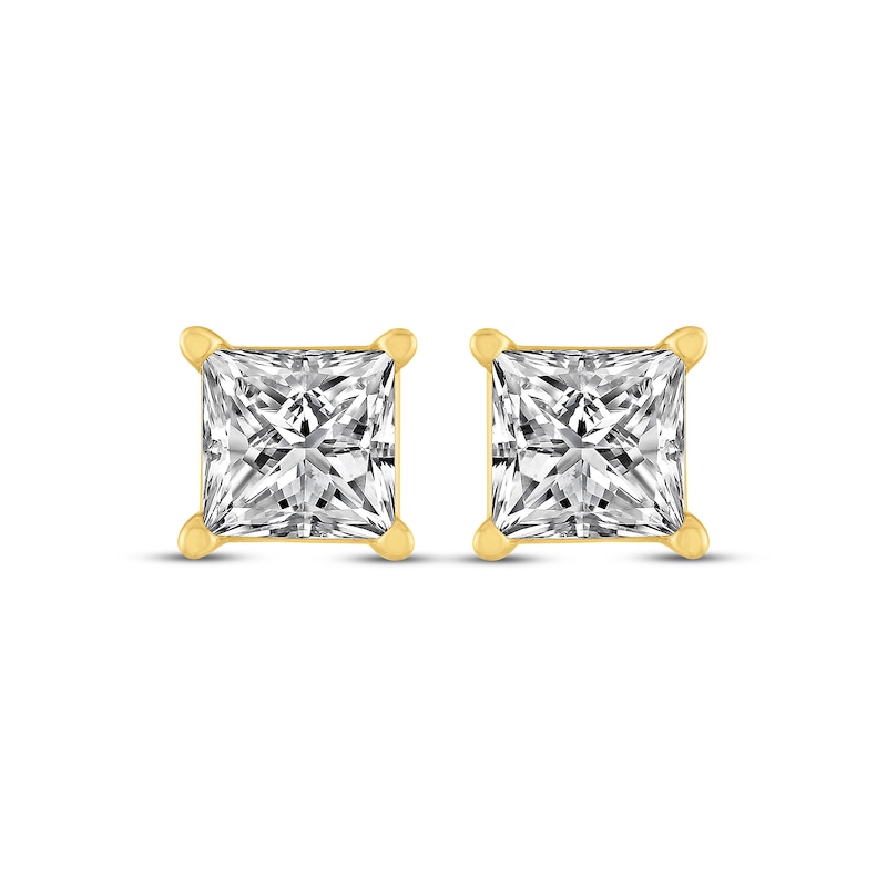 Main Image 2 of Princess-Cut Diamond Solitaire Stud Earrings 1-1/2 ct tw 14K Yellow Gold (I/I2)