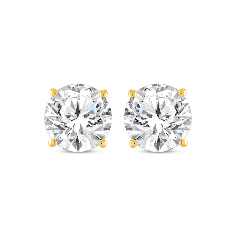 Main Image 2 of Round-Cut Diamond Solitaire Stud Earrings 2 ct tw 14K Yellow Gold (I/I2)