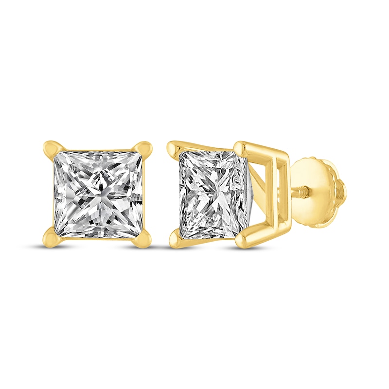 Princess-Cut Diamond Solitaire Stud Earrings 2 ct tw 14K Yellow Gold (I/I2)