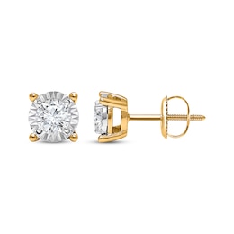 Radiant Reflections Diamond Solitaire Earrings 1 ct tw 10K Yellow Gold (J/I3)