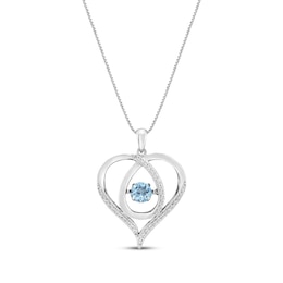 Unstoppable Love Swiss Blue Topaz & White Lab-Created Sapphire Heart Necklace Sterling Silver 18&quot;