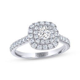 THE LEO Legacy Lab-Grown Diamond Round-Cut Double-Frame Engagement Ring 7/8 ct tw 14K White Gold