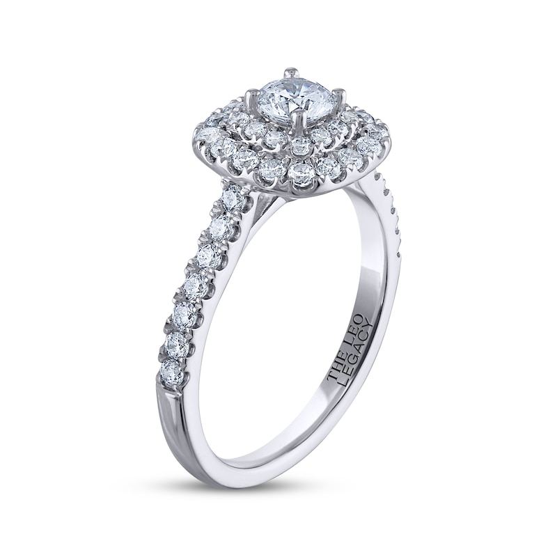 Main Image 2 of THE LEO Legacy Lab-Grown Diamond Round-Cut Double-Frame Engagement Ring 7/8 ct tw 14K White Gold