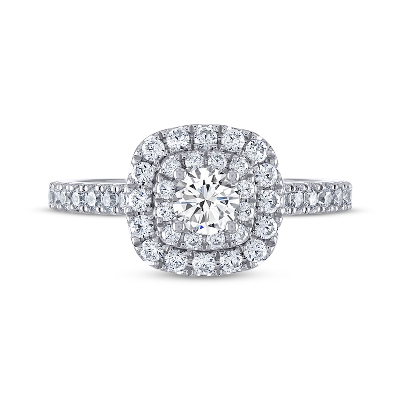 Main Image 3 of THE LEO Legacy Lab-Grown Diamond Round-Cut Double-Frame Engagement Ring 7/8 ct tw 14K White Gold