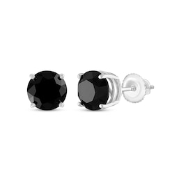 Black Solitaire Earrings 4 ct tw Diamonds 10K White Gold