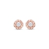 Thumbnail Image 2 of Round-Cut Diamond Solitaire Flower Earrings with Hearts 1/4 ct tw 10K Rose Gold (I/I3)