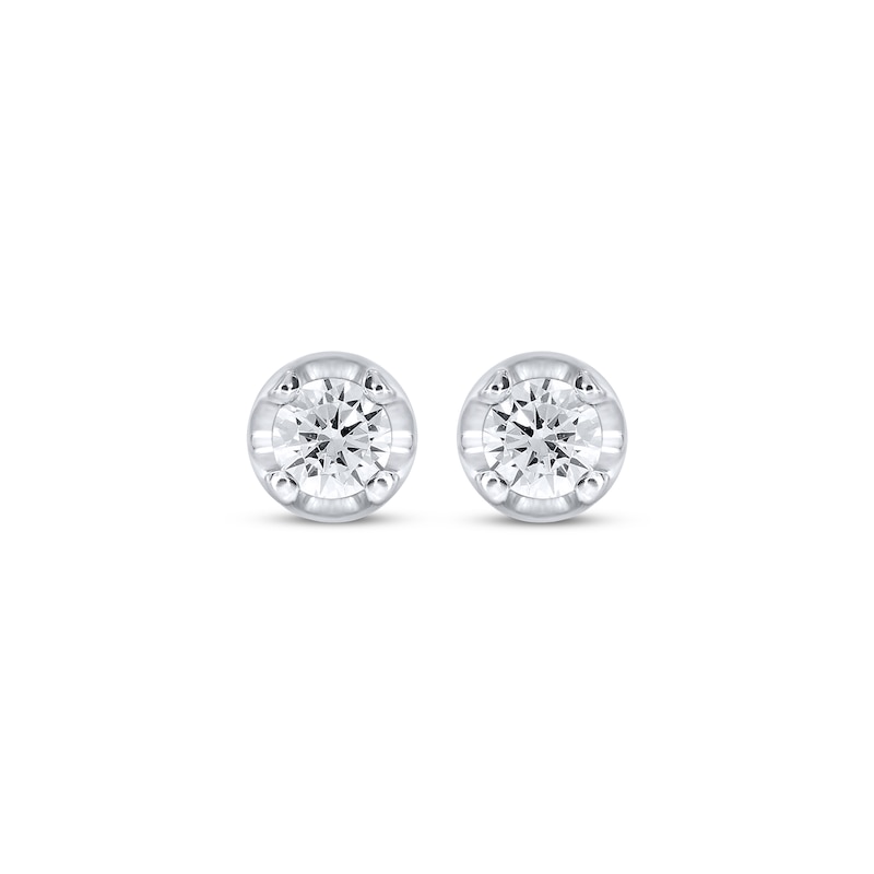 Diamond Solitaire Hidden Halo Stud Earrings 1/2 ct tw 10K White Gold (I/I3)