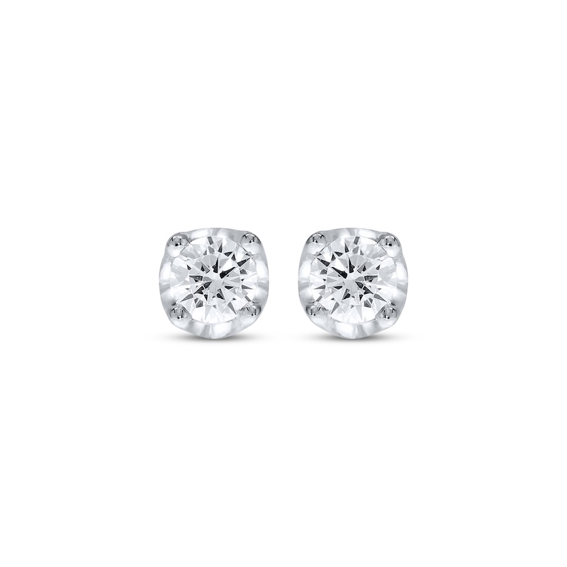 Main Image 2 of Diamond Solitaire Hidden Halo Stud Earrings 1 ct tw 10K White Gold (I/I3)