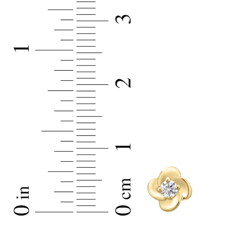 Main Image 4 of Round-Cut Diamond Solitaire Flower Earrings 1/5 ct tw 10K Yellow Gold (I/I3)