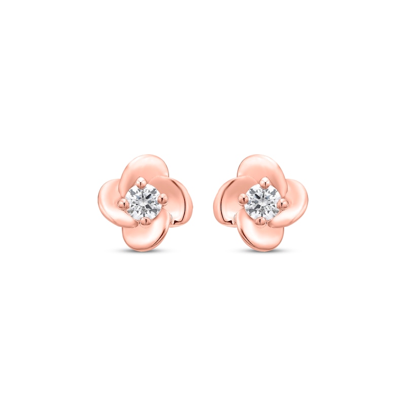 Main Image 2 of Round-Cut Diamond Solitaire Flower Earrings 1/5 ct tw 10K Rose Gold (I/I3)