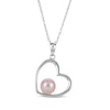 Thumbnail Image 2 of Pink Cultured Pearl Heart Necklace & Earrings Gift Set Sterling Silver