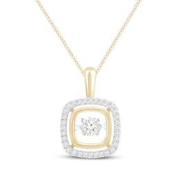 Unstoppable Love Diamond Double Cushion Frame Necklace 1/4 ct tw 10K Yellow Gold 19&quot;