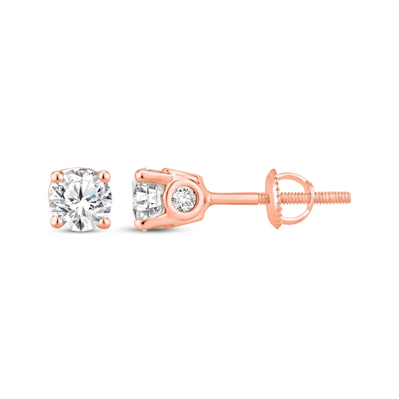Round-Cut Diamond Solitaire Stud Earrings 1 ct tw 10K Rose Gold (J/I3)