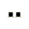 Thumbnail Image 1 of Princess-Cut Black Diamond Solitaire Stud Earrings 1-1/2 ct tw 10K Yellow Gold (I3)