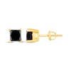 Thumbnail Image 2 of Princess-Cut Black Diamond Solitaire Stud Earrings 1-1/2 ct tw 10K Yellow Gold (I3)